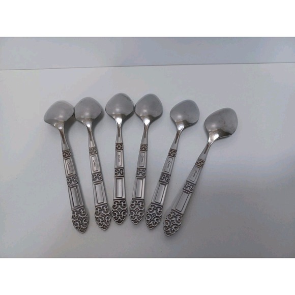 Oneida Silver Coronation - Black Accent 6 1/8 Inch Stainless Teaspoon VTG Lot 6 - Picture 4 of 6